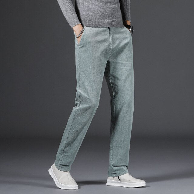 Lars, zachte geribde broek met middelhoge taille