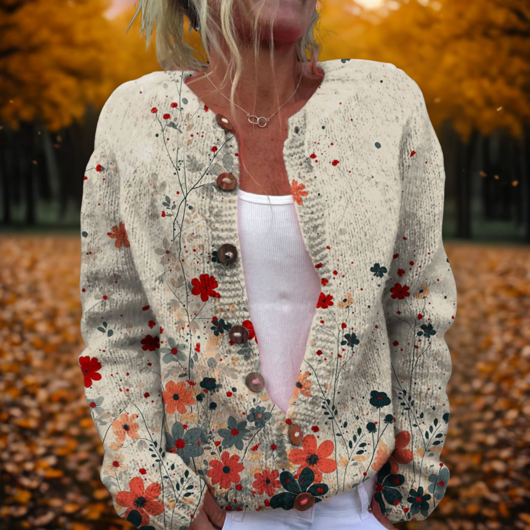 Leah | Zachte Gebreide Cardigan Met Bloemenprint