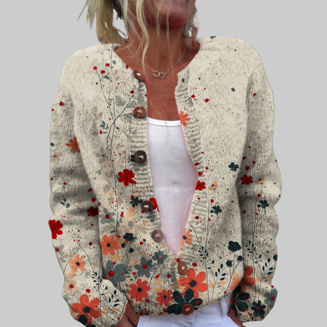 Leah | Zachte Gebreide Cardigan Met Bloemenprint
