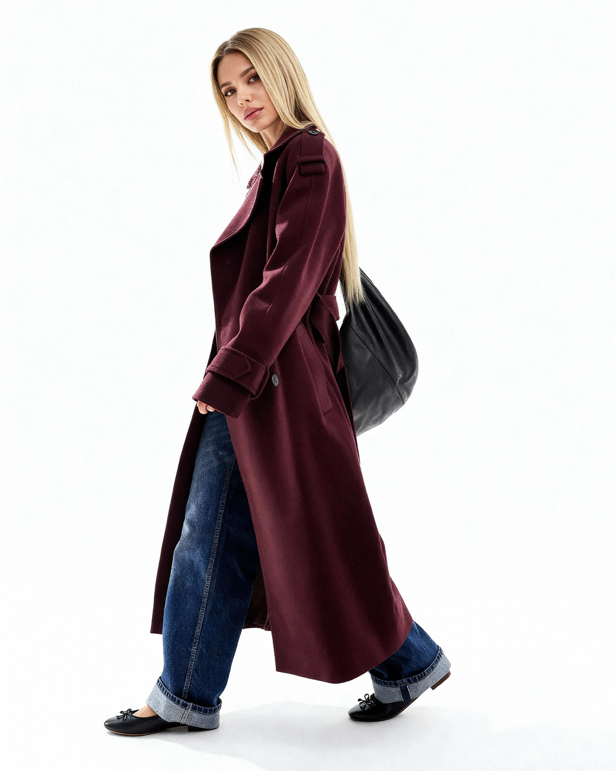 Sophie - elegante bordeaux trenchcoat