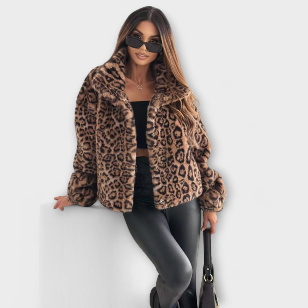 Leocadia - winterjas met luipaardprint