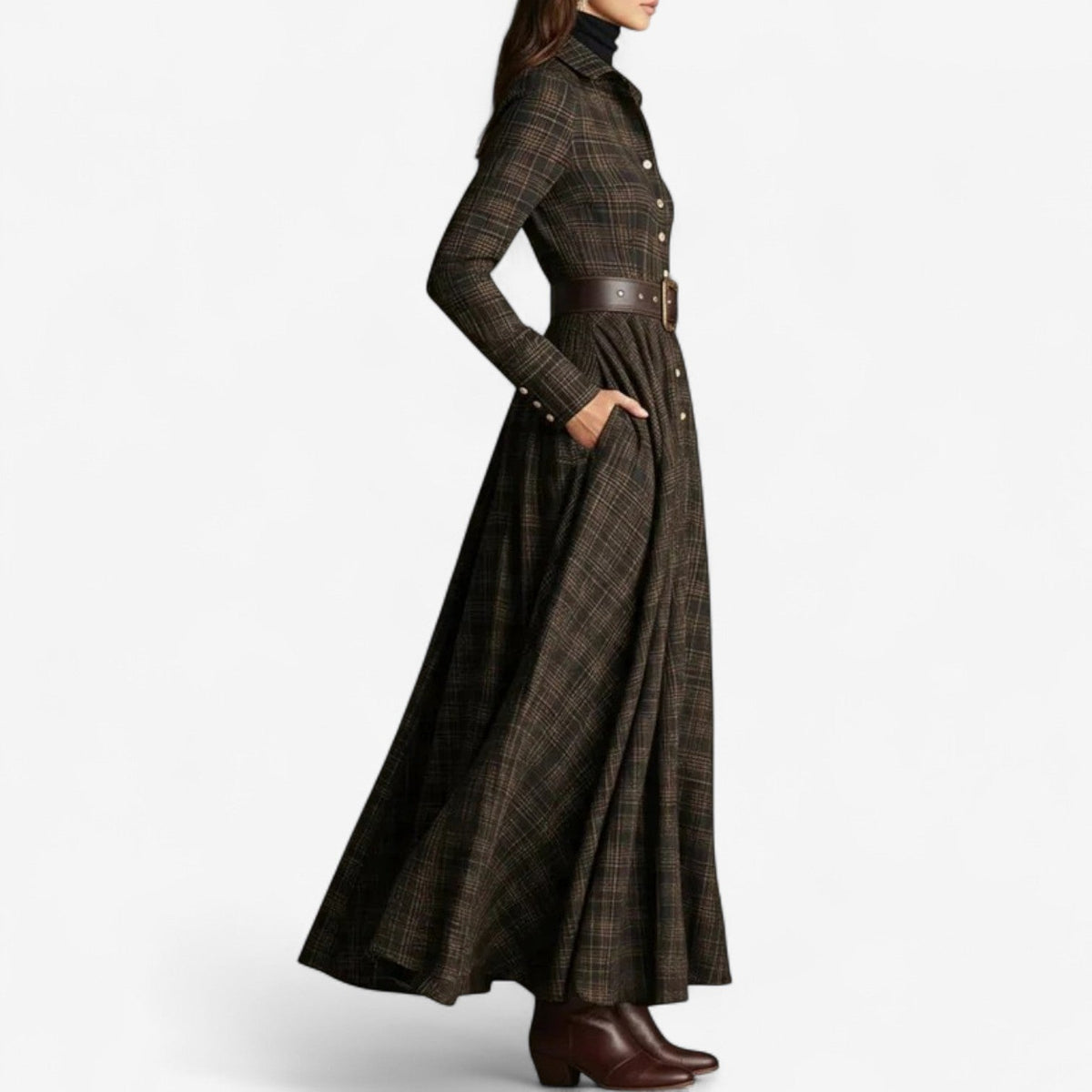 Sara - Elegante Maxi-jurk met Ruitpatroon