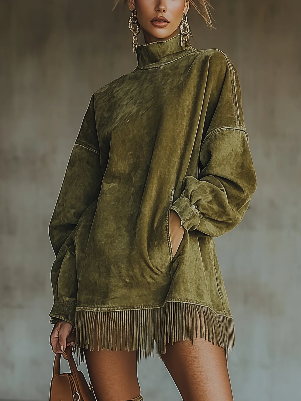 Darcie | Suède Look Jurk met Franjes