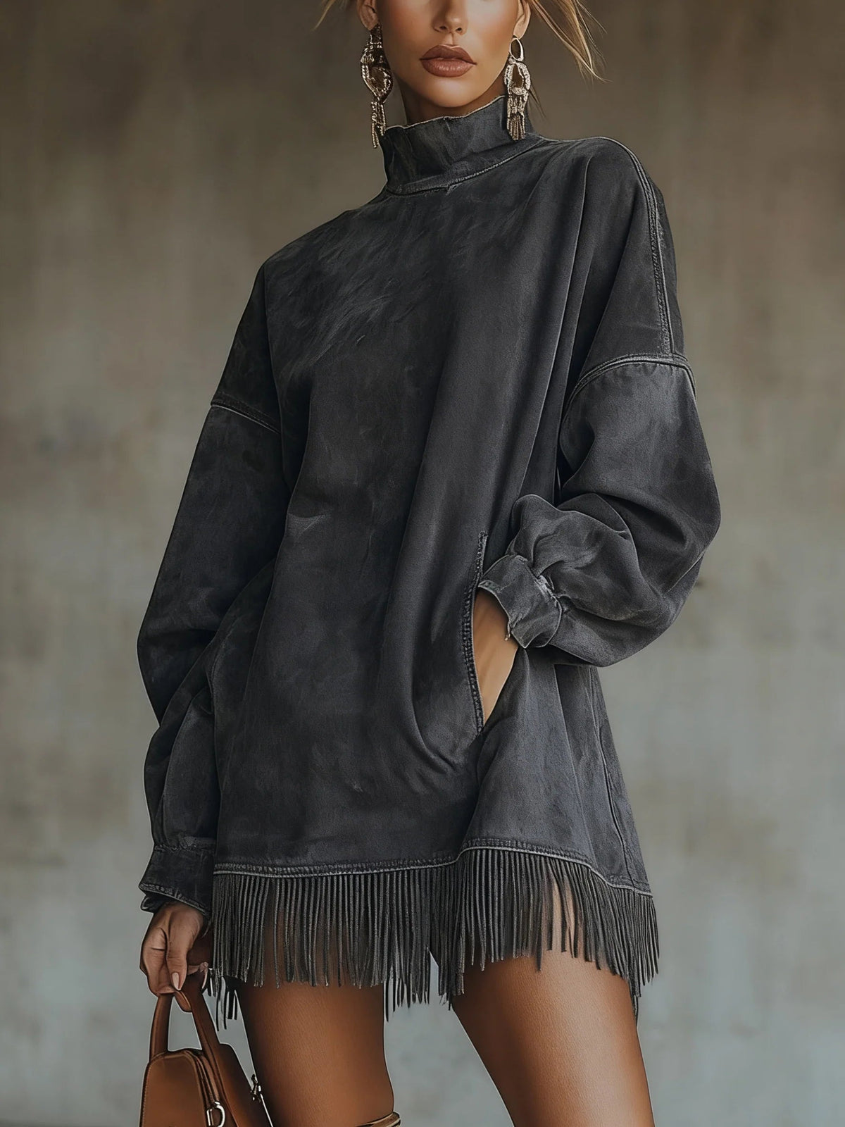Darcie | Suède Look Jurk met Franjes