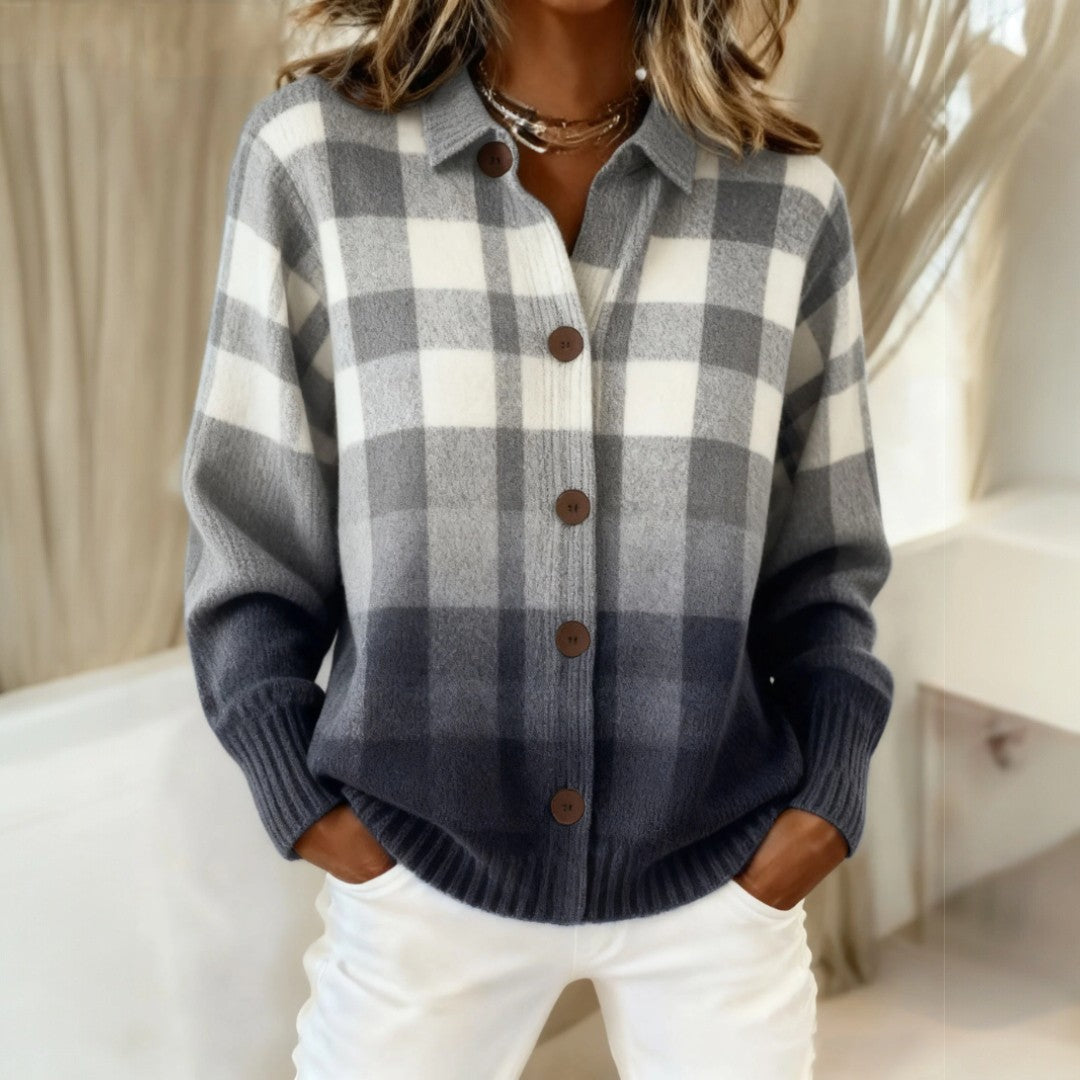 MARTA – Zachte Geruite Cardigan