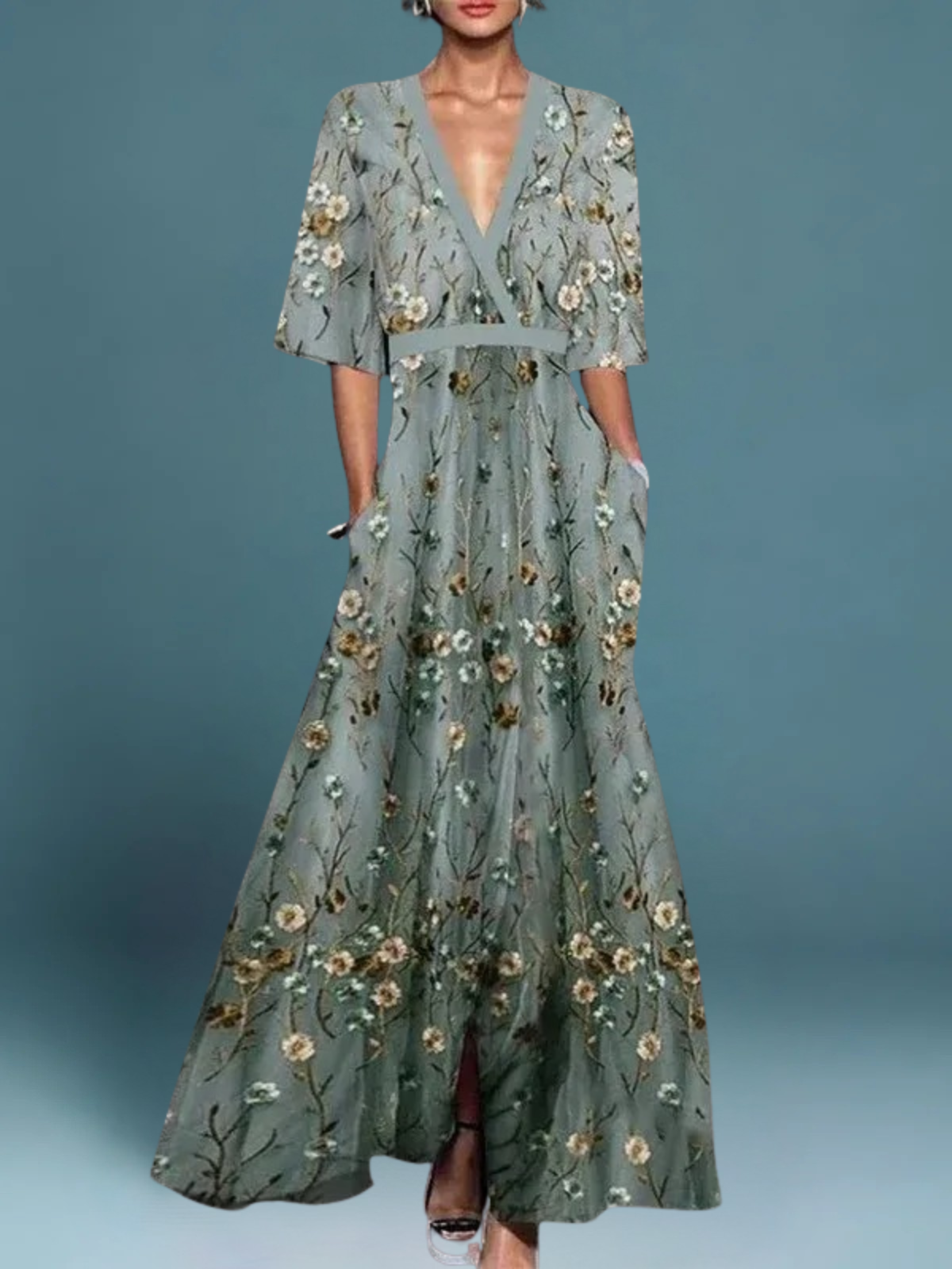 Vera – Elegante Lange Bloemenjurk