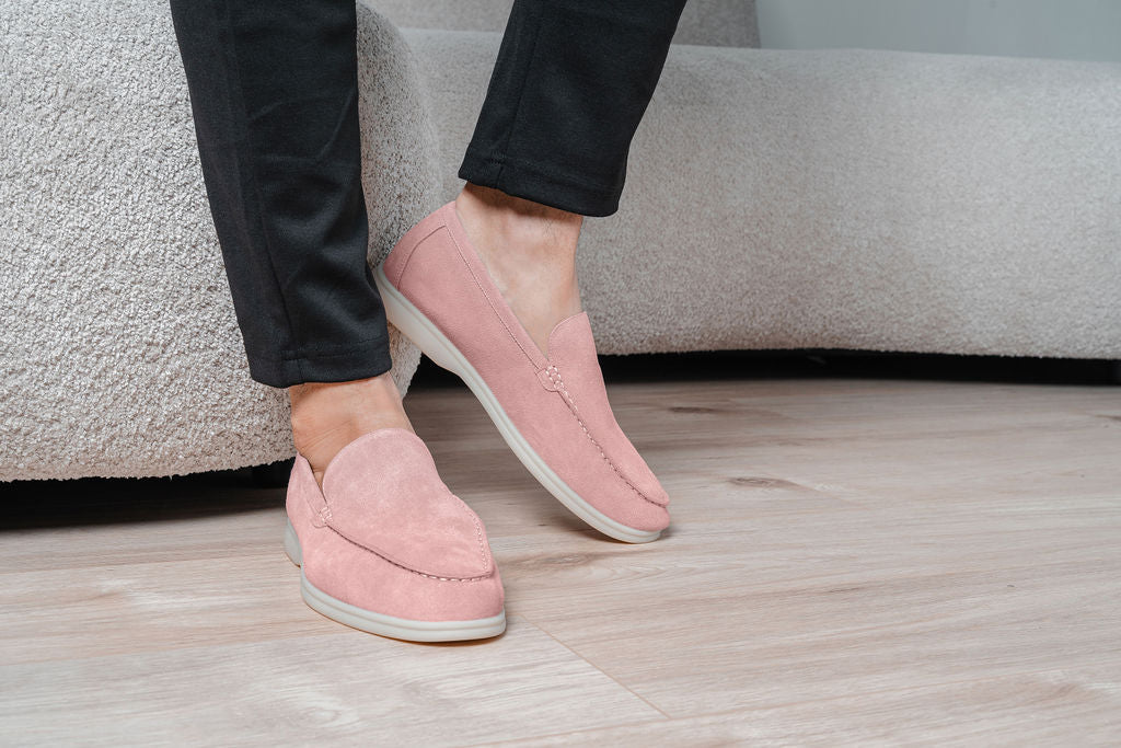 Marino | Herenloafers van roze suède