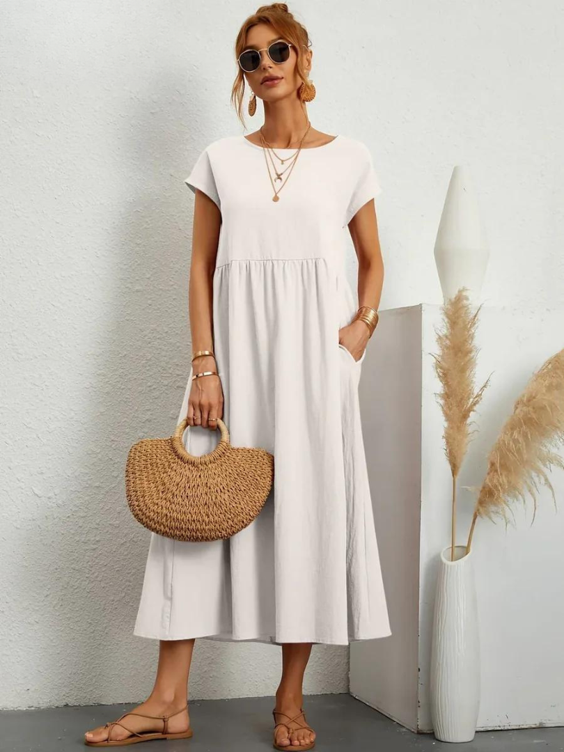 Krisje | Elegante Essentiële Jurk van Katoen en Linnen