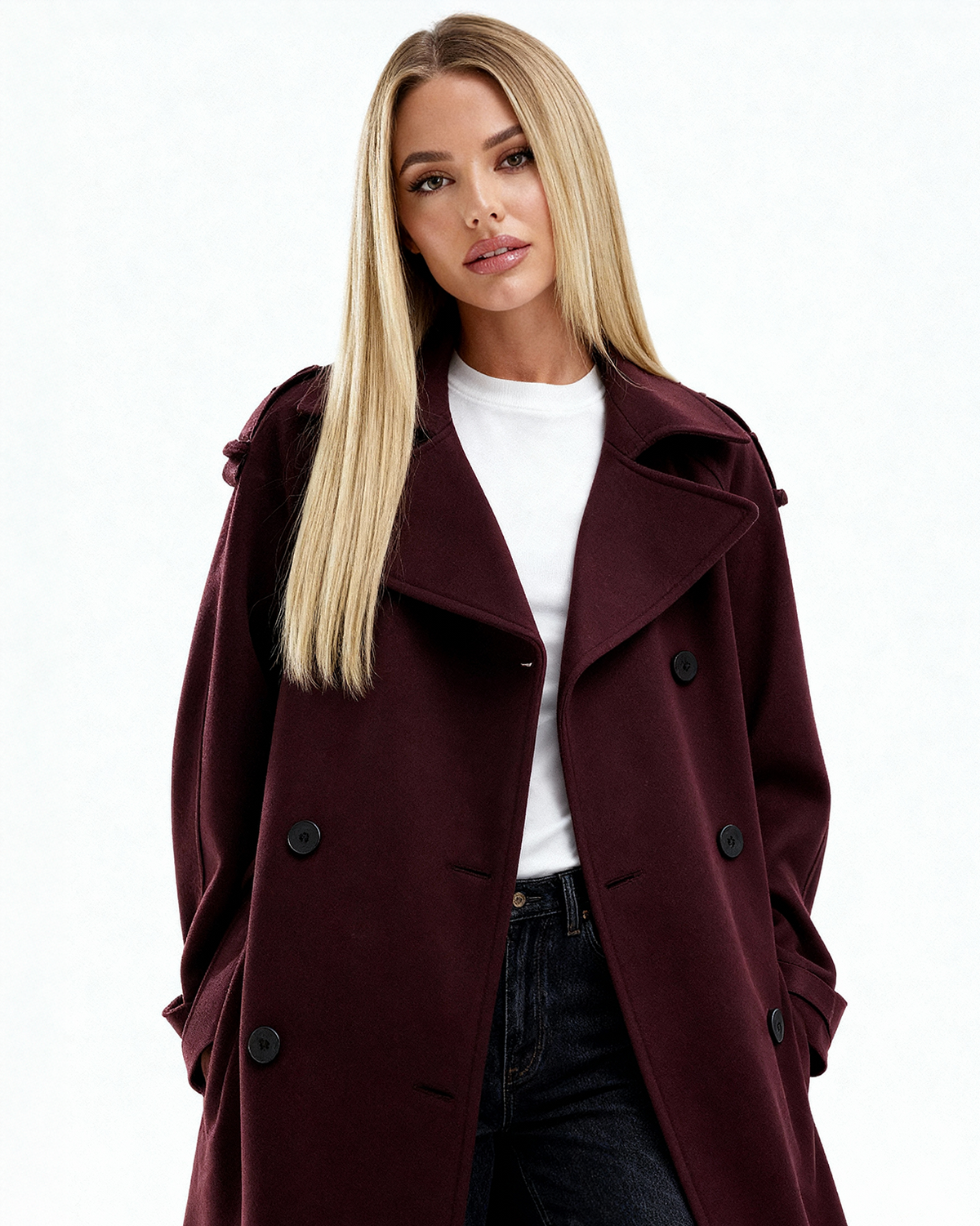 Sophie - elegante bordeaux trenchcoat