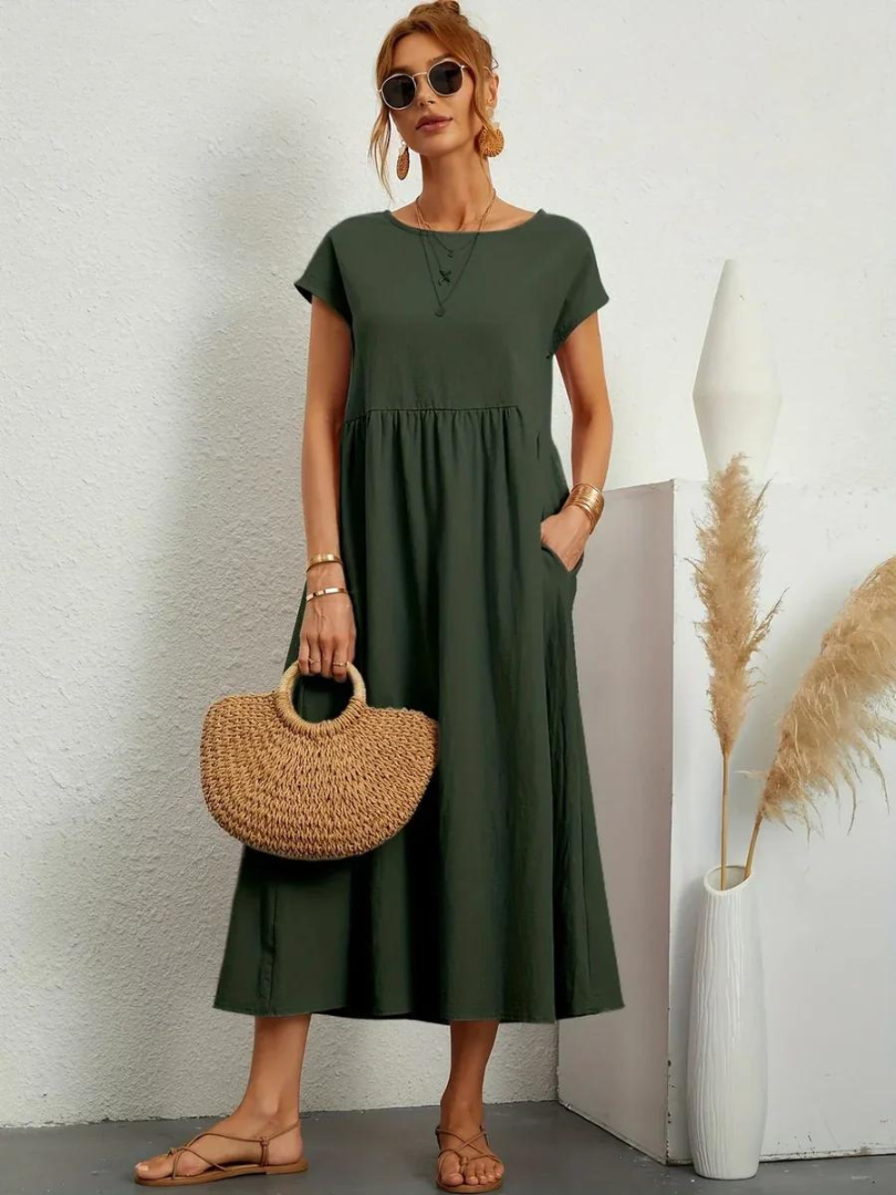 Krisje | Elegante Essentiële Jurk van Katoen en Linnen