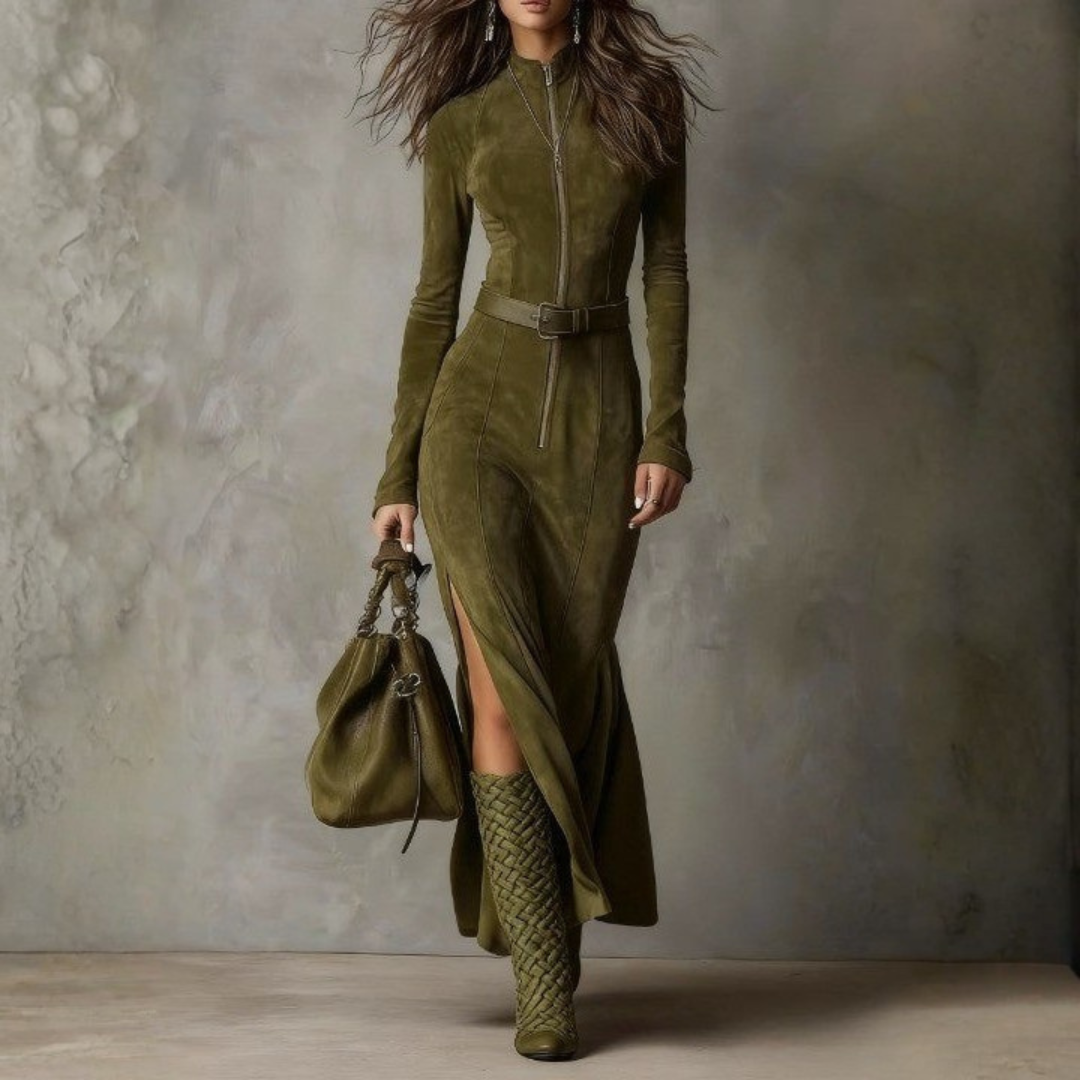 Alessia | Lange Suède Look Jurk