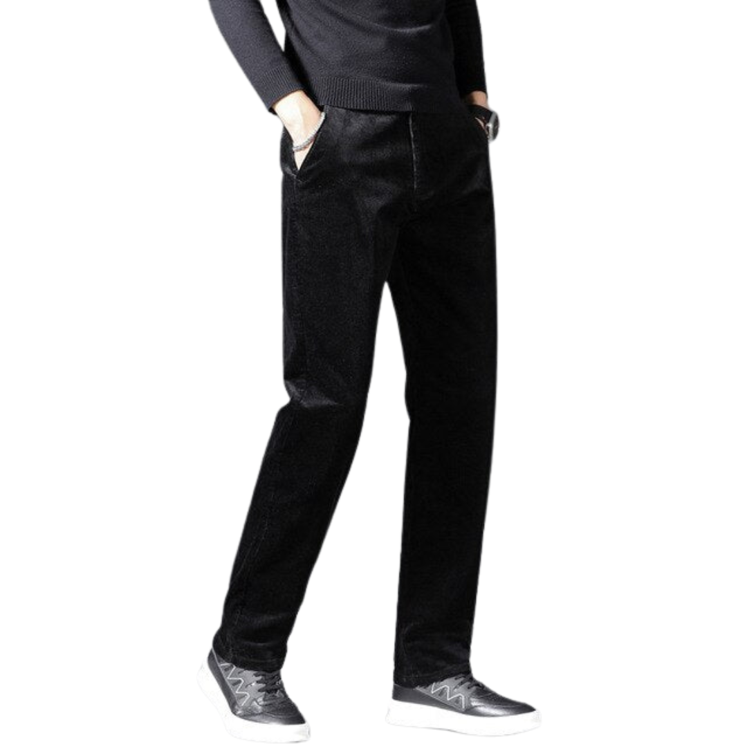 Lars, zachte geribde broek met middelhoge taille