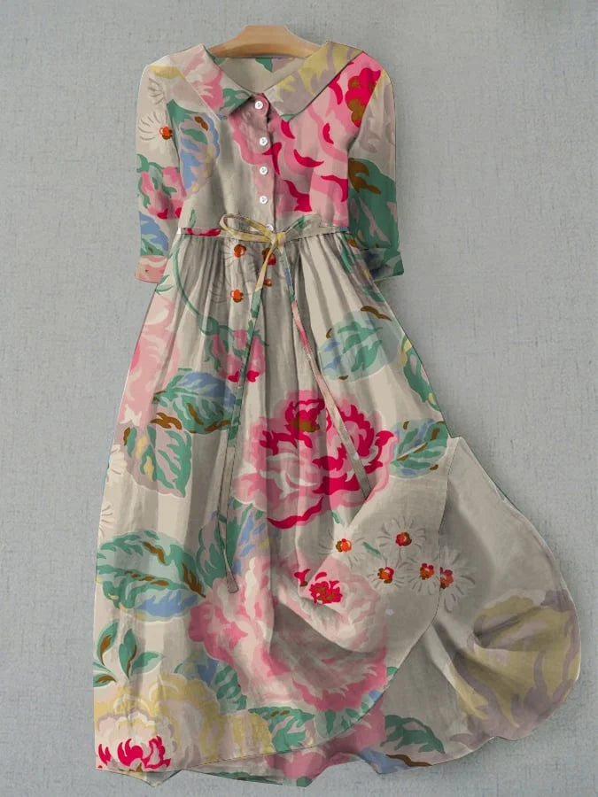 Marlien - Elegante bloemenjurk met korte mouwen