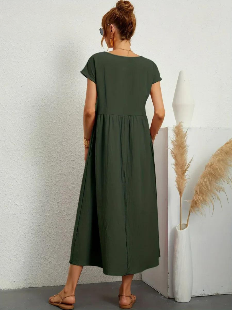 Krisje | Elegante Essentiële Jurk van Katoen en Linnen