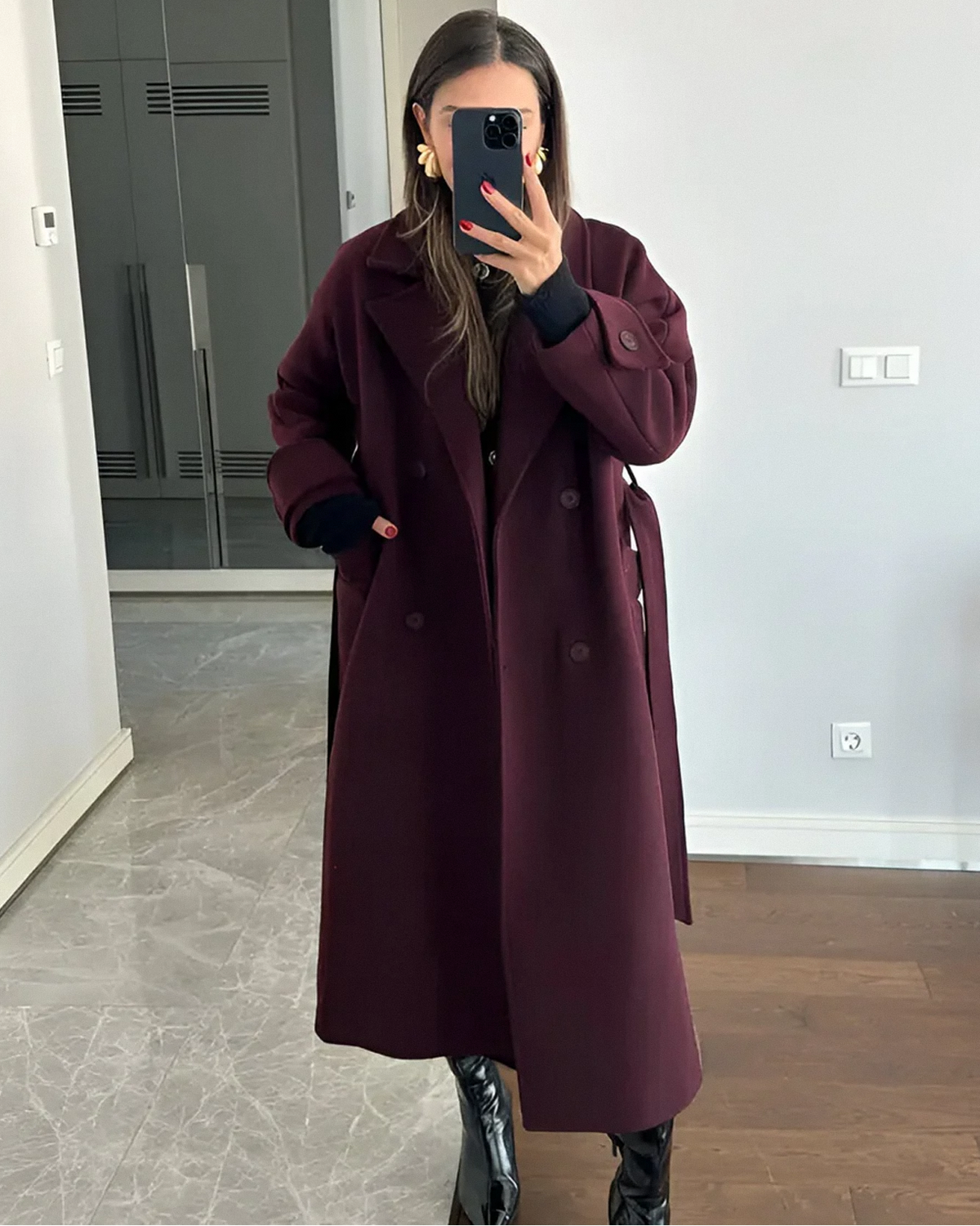 Sophie - elegante bordeaux trenchcoat