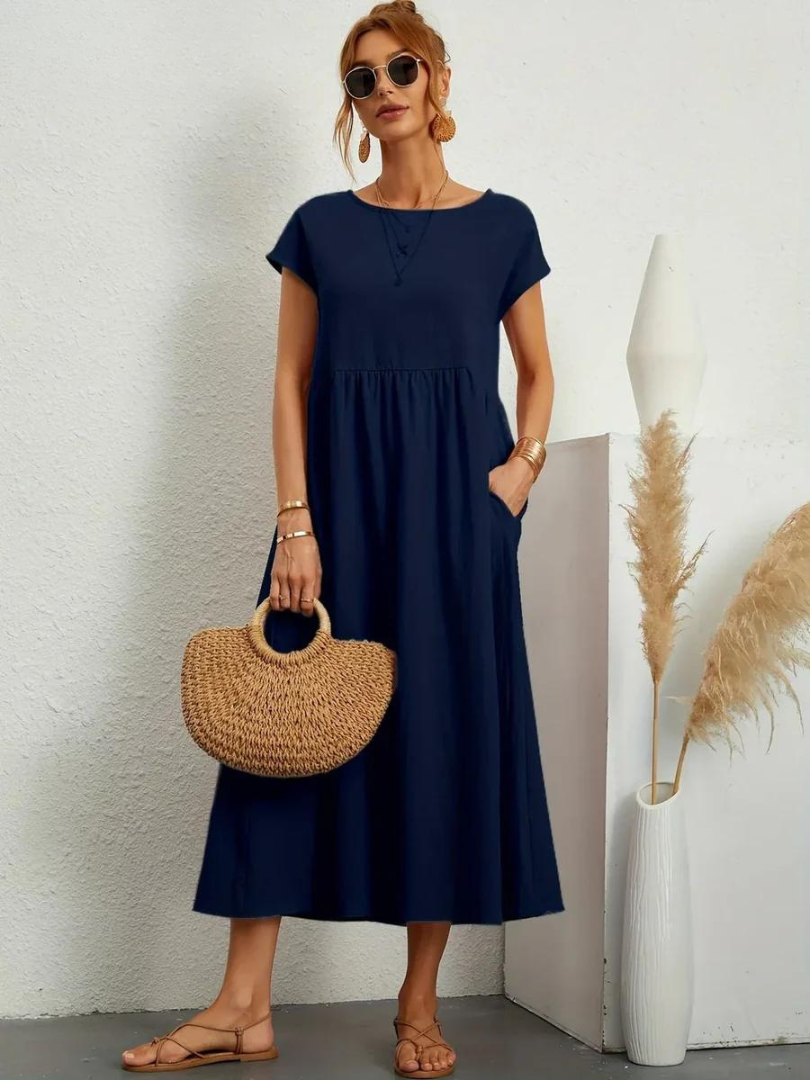 Krisje | Elegante Essentiële Jurk van Katoen en Linnen