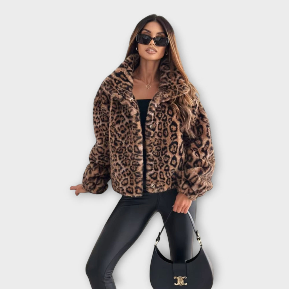Leocadia - winterjas met luipaardprint