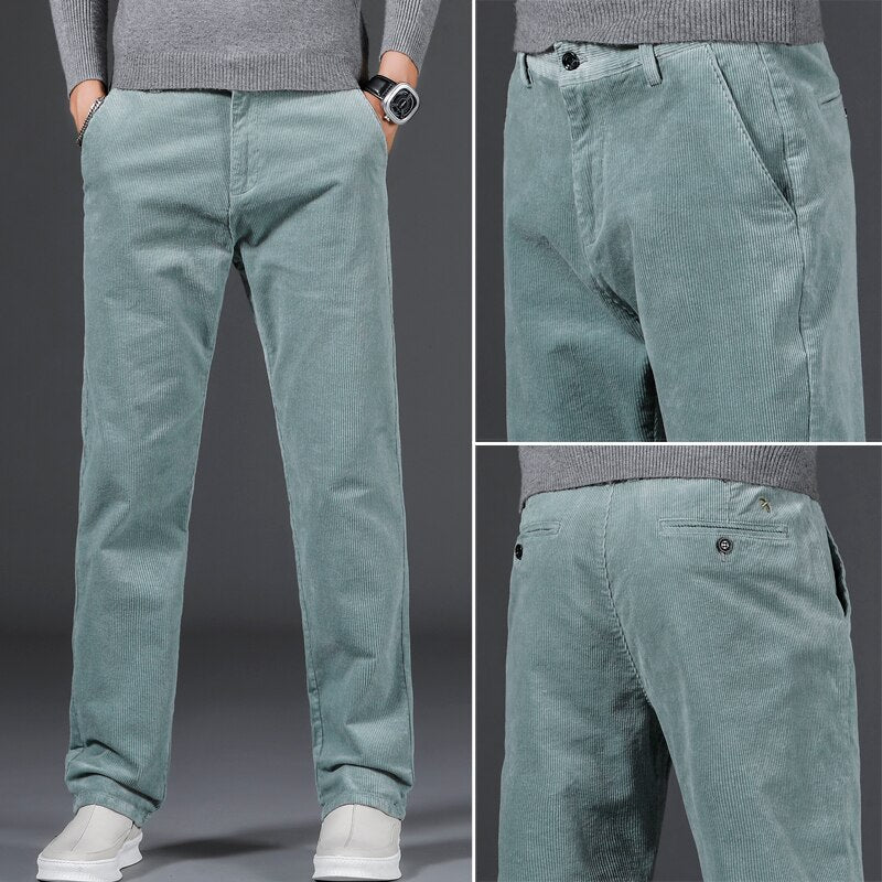 Lars, zachte geribde broek met middelhoge taille