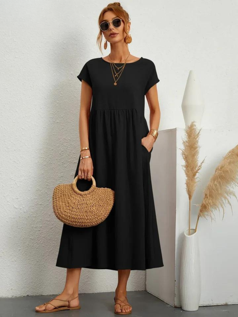 Krisje | Elegante Essentiële Jurk van Katoen en Linnen