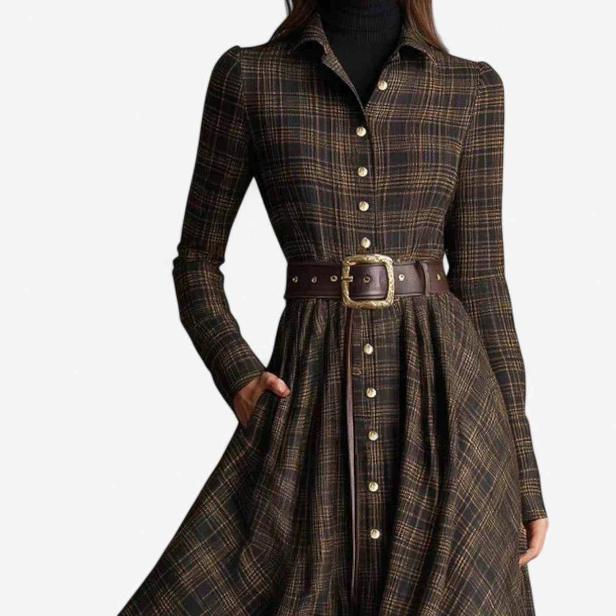 Sara - Elegante Maxi-jurk met Ruitpatroon