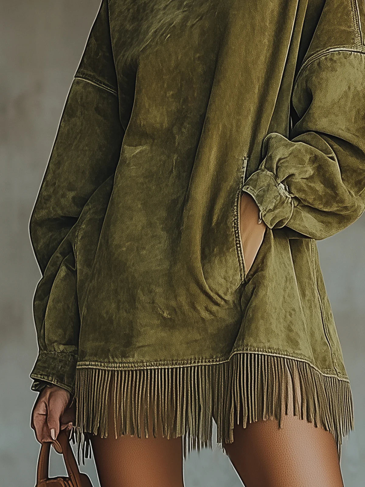 Darcie | Suède Look Jurk met Franjes