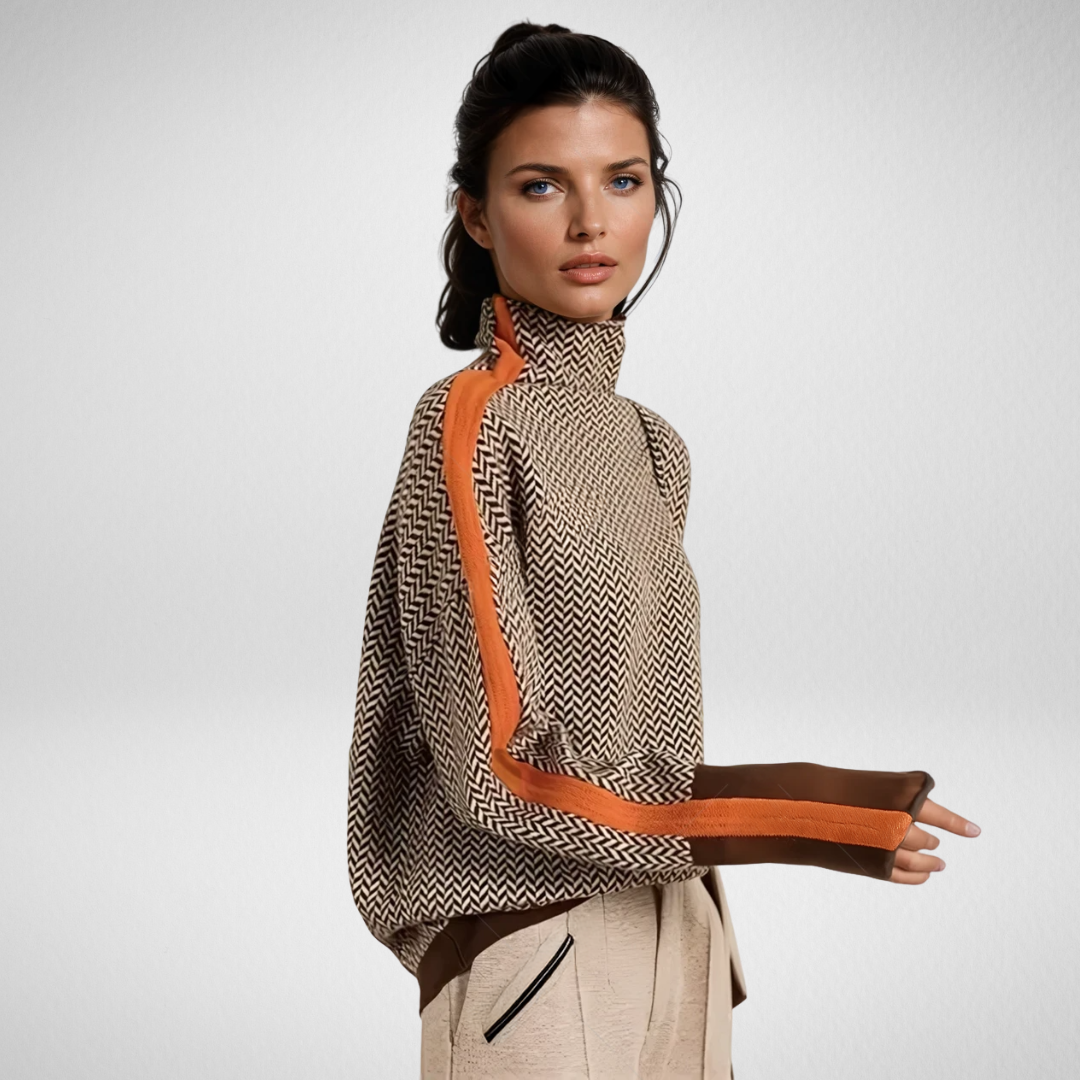 Vivian | Luxe Coltrui met Subtiel Visgraatpatroon