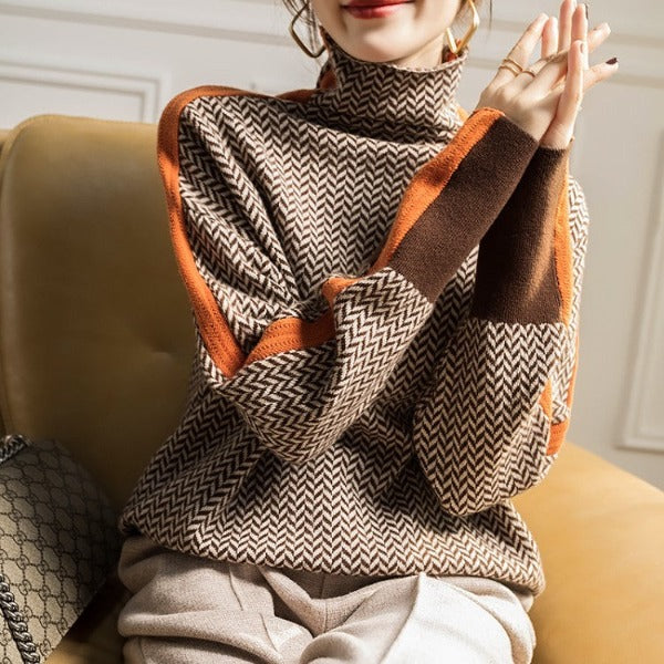 Vivian | Luxe Coltrui met Subtiel Visgraatpatroon