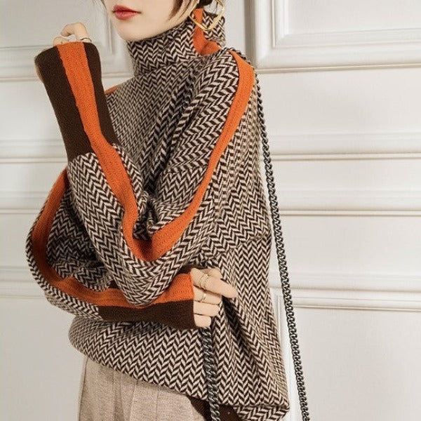Vivian | Luxe Coltrui met Subtiel Visgraatpatroon