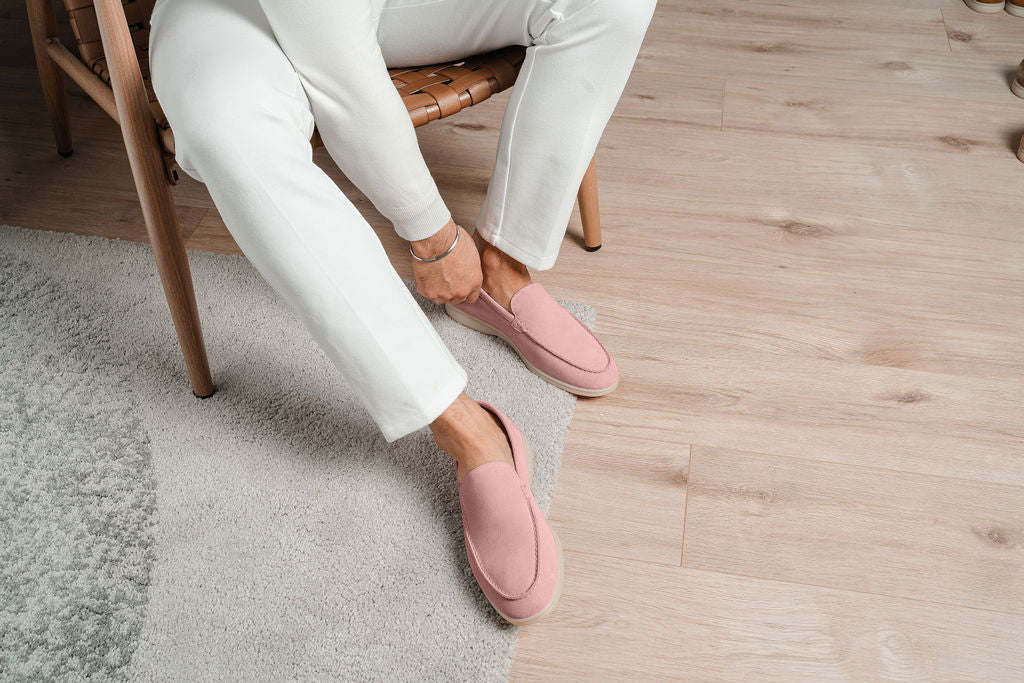 Marino | Herenloafers van roze suède