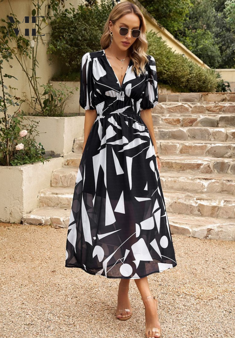 Leentje | Tijdloze Mix-Middellange Luxe Jurk