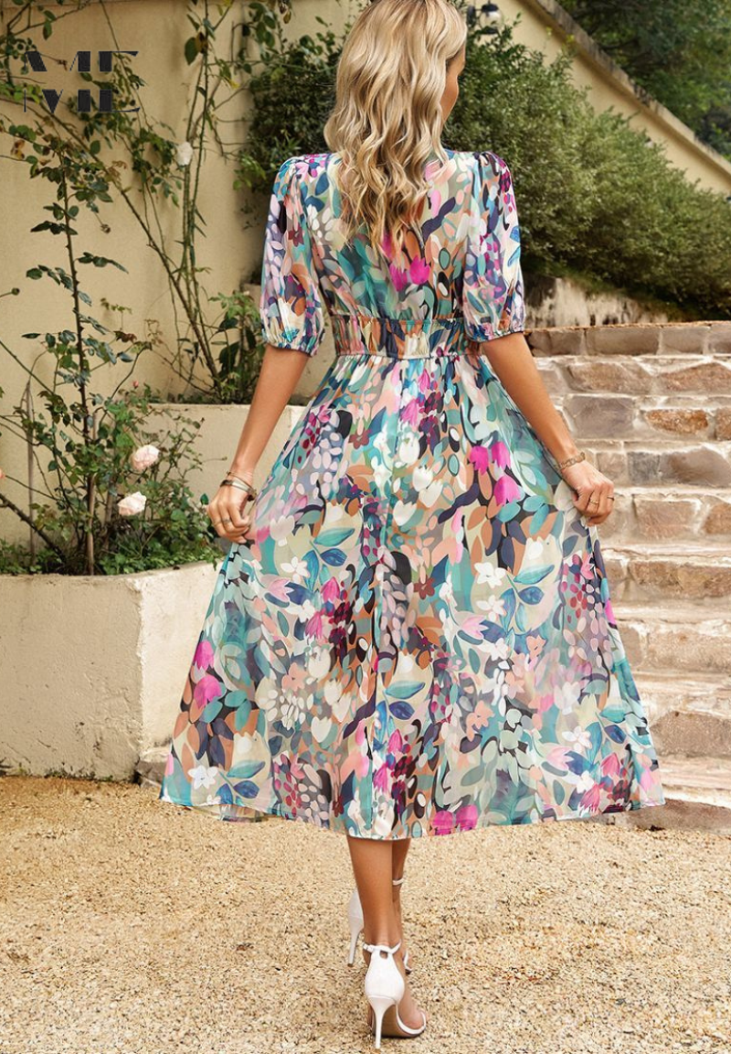 Leentje | Tijdloze Mix-Middellange Luxe Jurk
