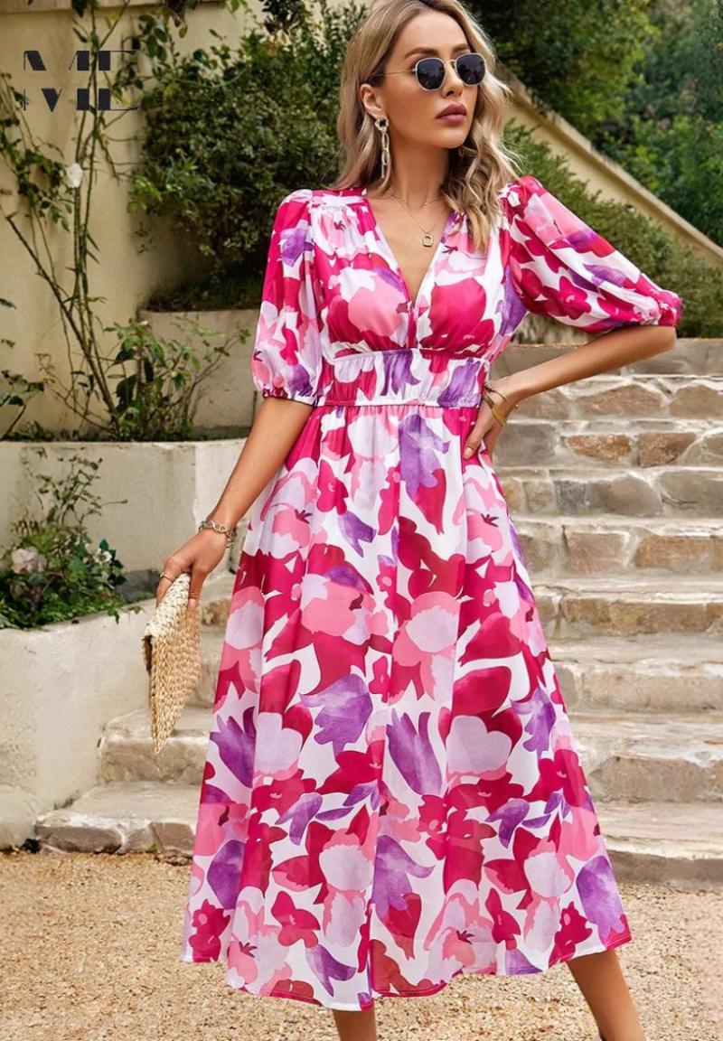 Leentje | Tijdloze Mix-Middellange Luxe Jurk