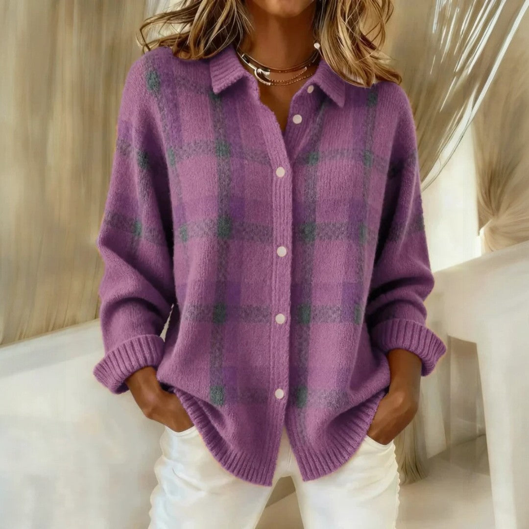 Roos – Zachte Retro Ruit Cardigan