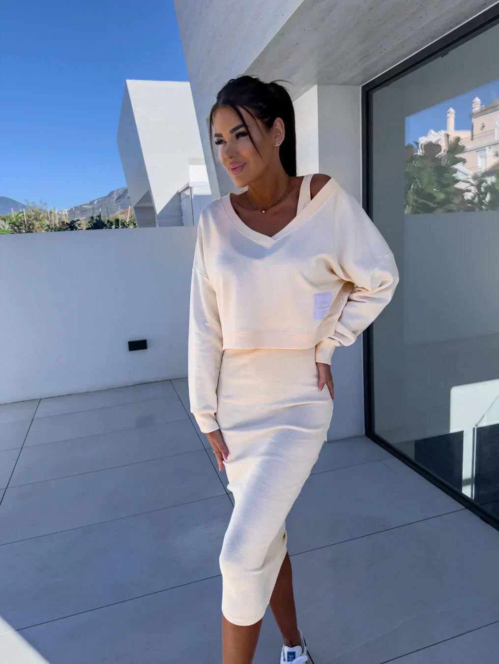Annemieke – Casual Ensemble Jurk & Sweatshirt