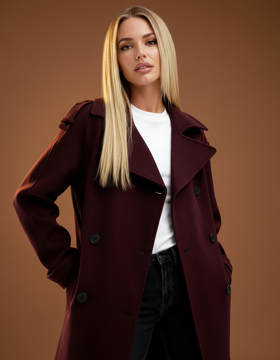 Sophie - elegante bordeaux trenchcoat