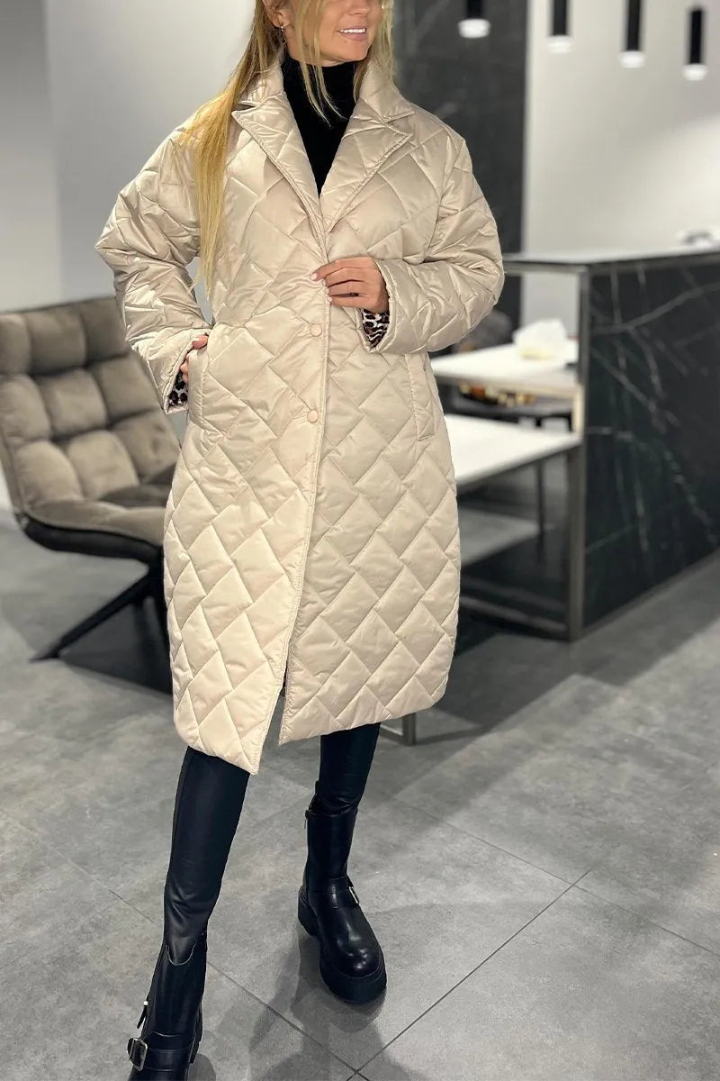 Iris - Lange winterjas met panterprint
