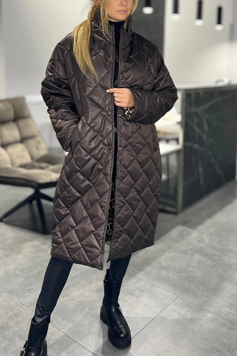 Iris - Lange winterjas met panterprint