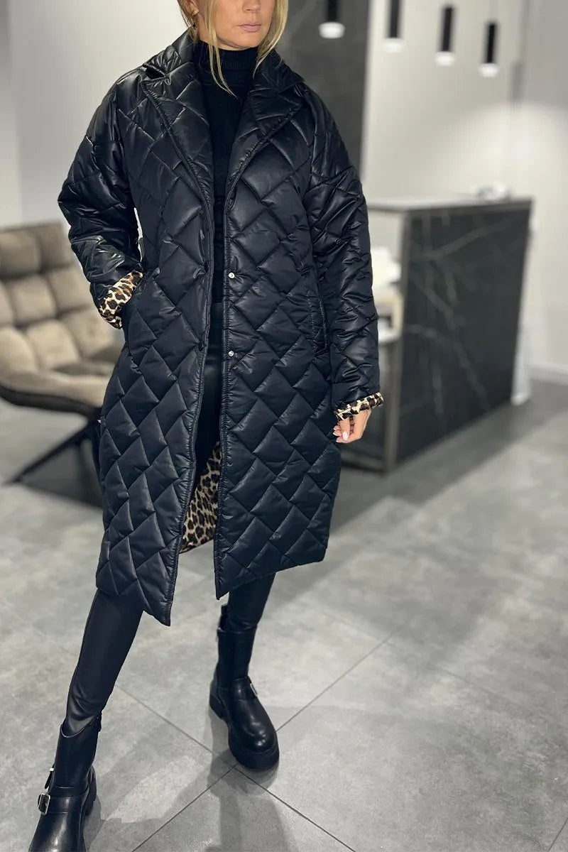 Iris - Lange winterjas met panterprint
