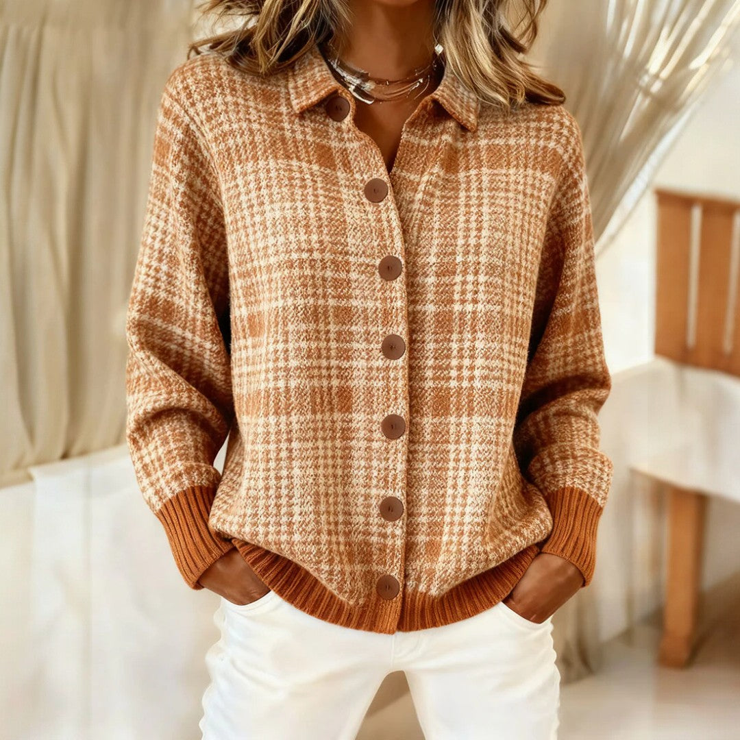 BEATRICE – Comfortabele Cardigan met warme ruitpatroon
